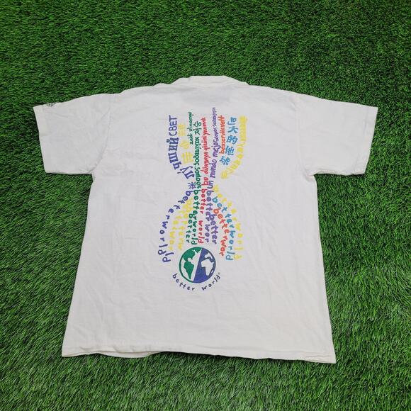 Vintage 90s Earth-Day Shirt Womens Large 21x25 White Better-World - Picture 1 of 16